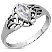 Large Celtic Knot CZ Silver Ring, r545